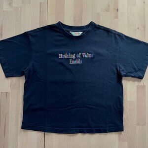 Teddy Fresh Women's Black "Nothing of Value Inside" Cropped T-Shirt size Small